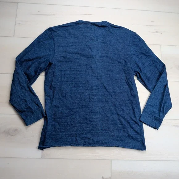 Billy Reid Slub Tuck Henley Shirt Mens XXL Heather Blue Long Sleeve Made in Peru - Picture 5 of 10